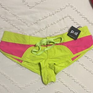 Cheeky Pink and Green Women's Swim Board Shorts- Pacific and Driftwood